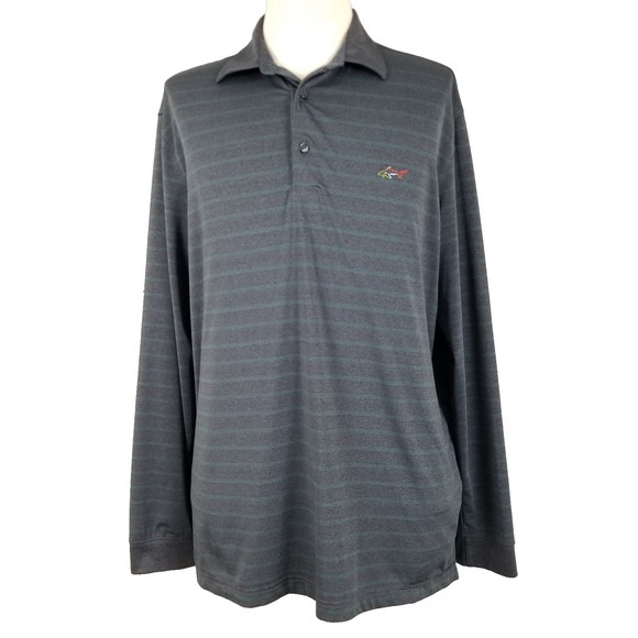 Greg Norman Pullover Shirt Mens Large Gray Stripe PlayDry Golf Performance Shark - Picture 1 of 13